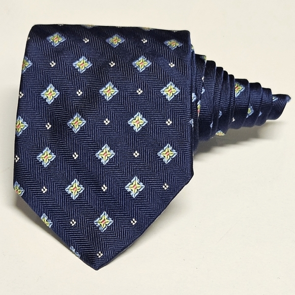 Brooks Brothers Makers silk woven Geomatric print tie blue green,New with tag